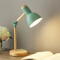Wooden Desk Lamp with Adjustable Swing Arm and Metal Bell Shade - Image 1