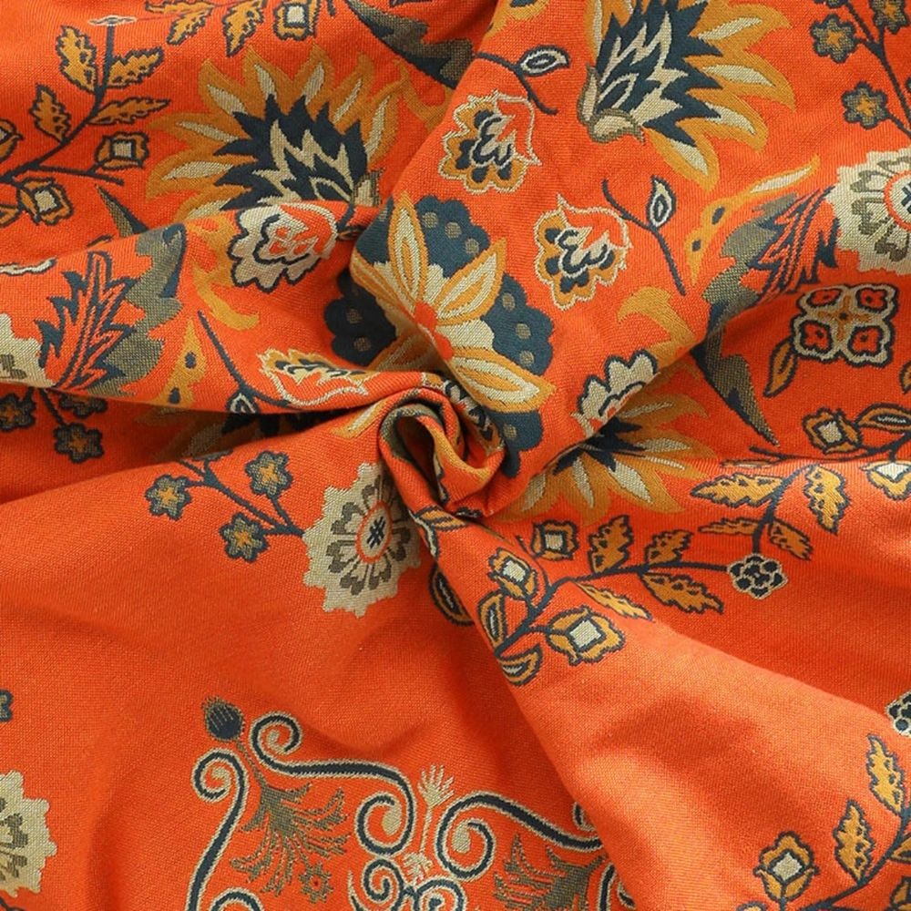 Woven Throw Blanket with Floral Pattern Reversible Cotton Design and Fringe Edges - Image 4