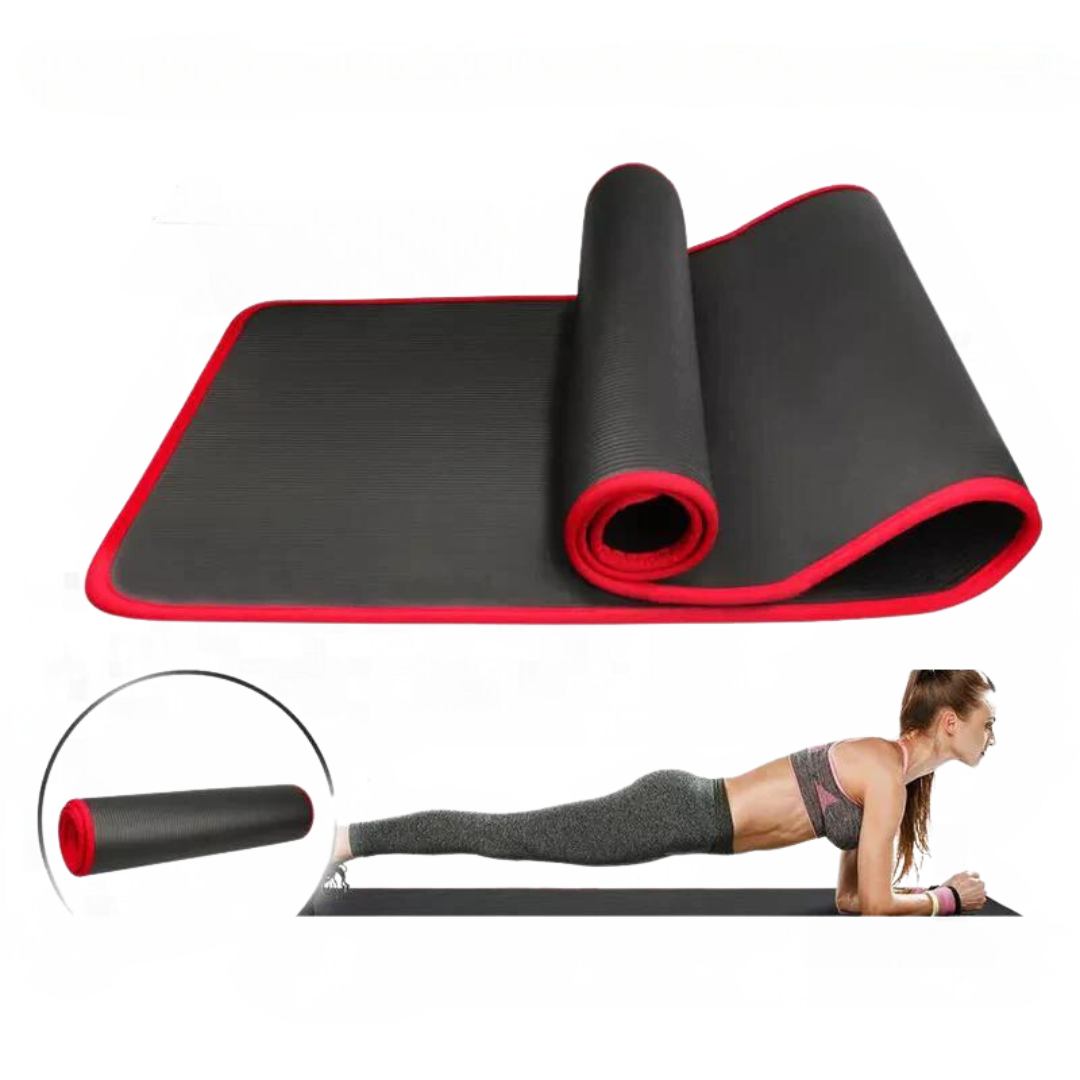 Yoga Mat with 10mm Thick Cushioning Non-Slip Surface and Fabric Bound Edges - Image 1