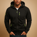 Men’s zip-up hooded sweatshirt in breathable fabric, ideal for casual and sporty outfits during autumn and winter.